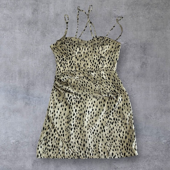 Zara Strappy Mini Dress Leopard Cheetah Animal Print Tan Sz: XS - Picture 3 of 11